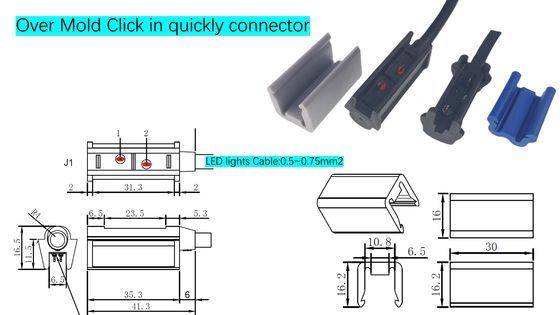 5A-20A Click-In Overmold Connector Automotive Wiring Harness với hỗ trợ cáp tối ưu hóa và đèn thông minh đánh dấu duy nhất